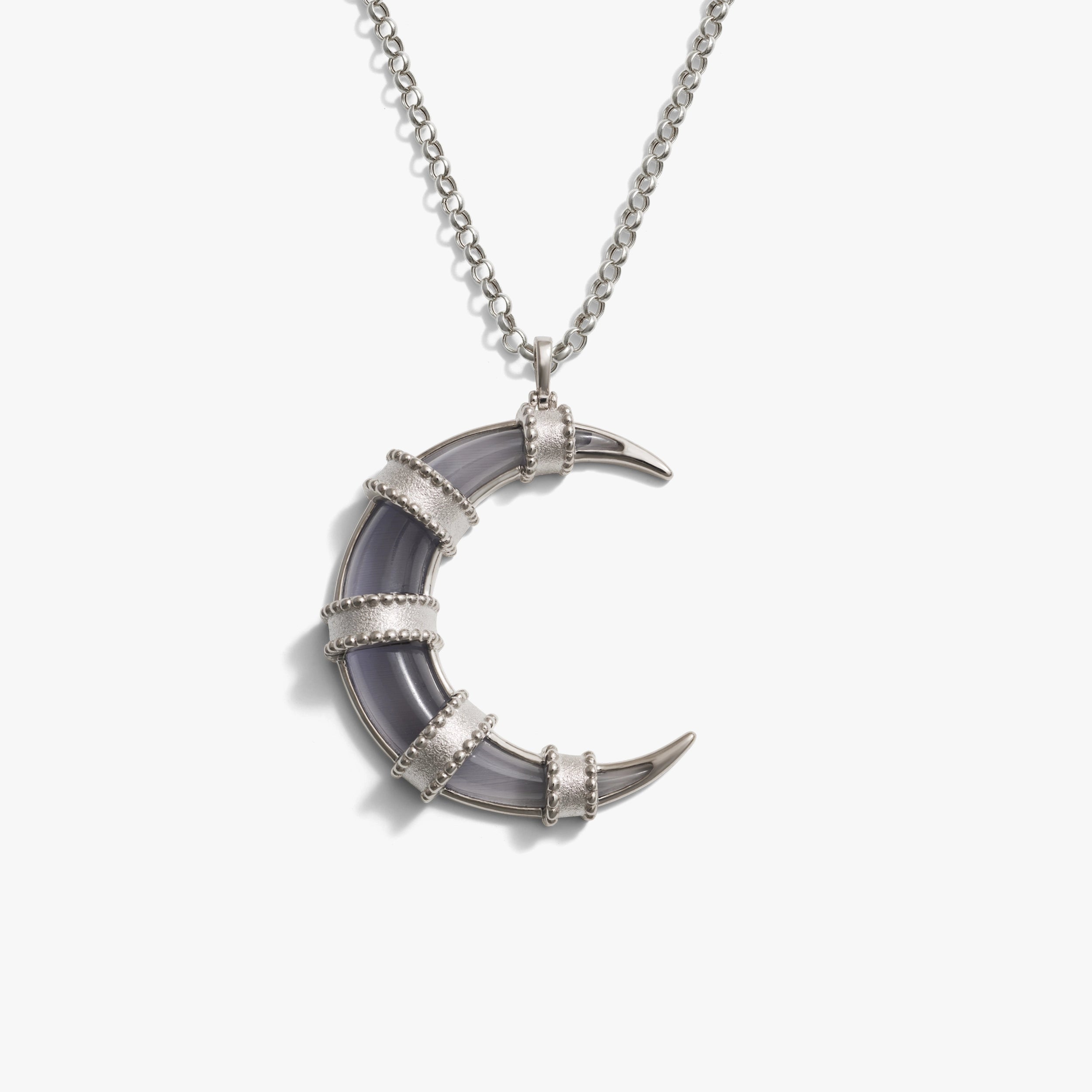 Awe Inspired Necklaces 925 Sterling Silver / 16-18" 3mm Rolo Chain Boho Moon Necklace