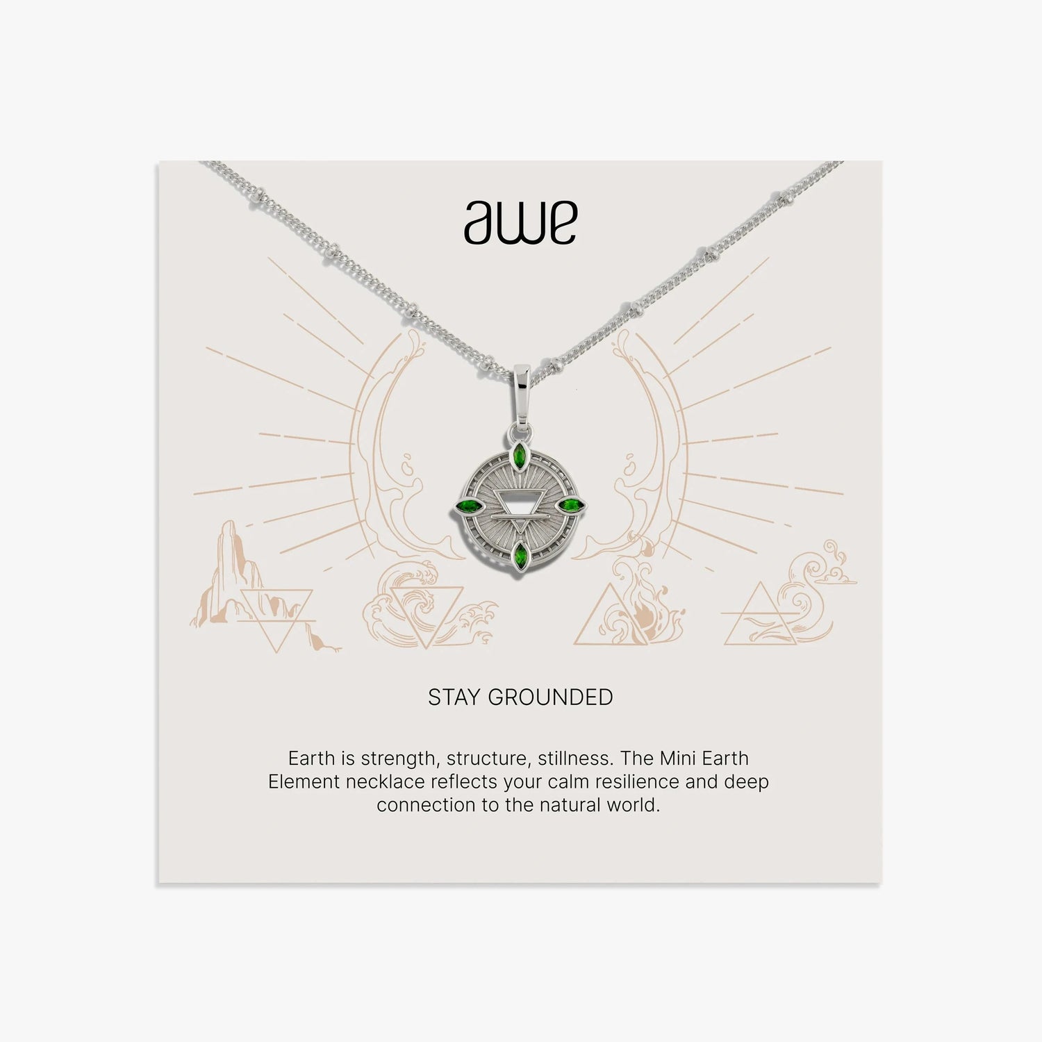 Awe Inspired Necklaces 925 Sterling Silver / 16-18" Earth Sign Card Gift Set