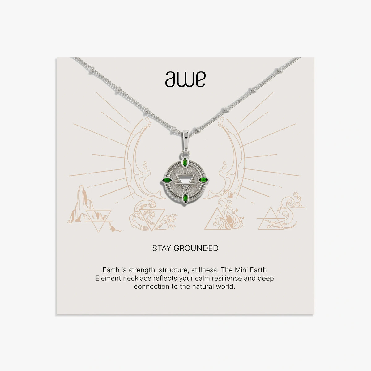 Awe Inspired Necklaces 925 Sterling Silver / 16-18" Earth Sign Card Gift Set
