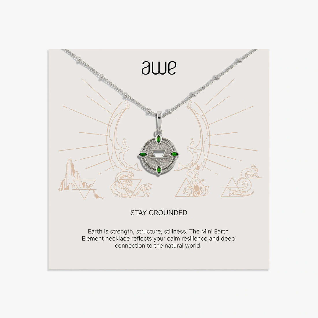 Awe Inspired Necklaces 925 Sterling Silver / 16-18" Earth Sign Card Gift Set