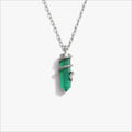 Awe Inspired Necklaces 925 Sterling Silver / 16"-18" Mini Paperclip Chain Green Onyx Crystal Snake Necklace