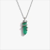 Awe Inspired Necklaces 925 Sterling Silver / 16"-18" Mini Paperclip Chain Green Onyx Crystal Snake Necklace