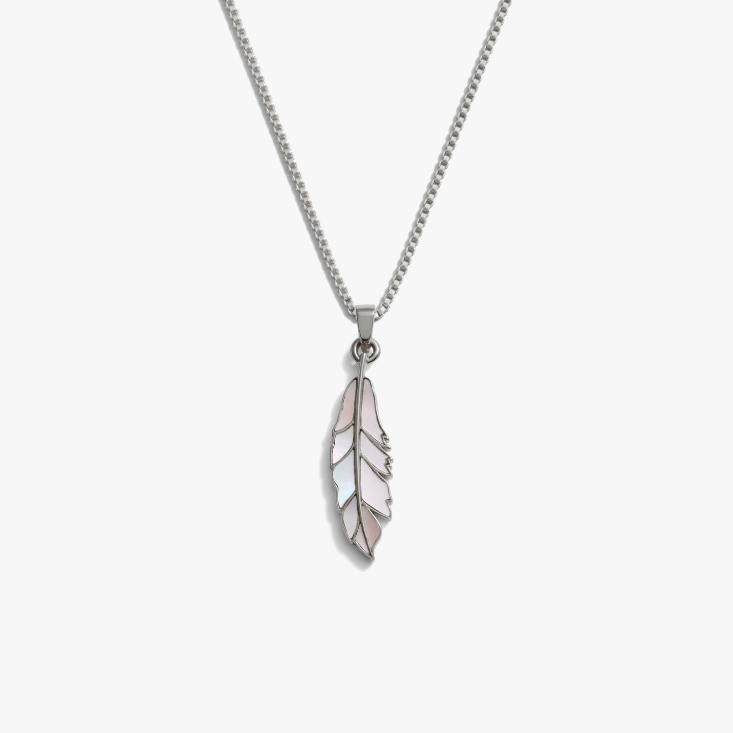 Awe Inspired Necklaces 925 Sterling Silver / 16"-18" Mother of Pearl Feather Necklace