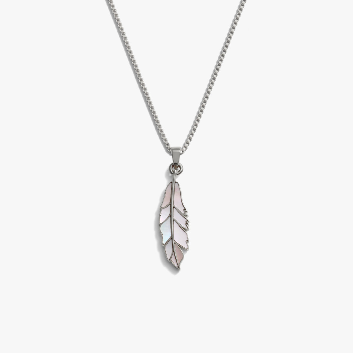 Awe Inspired Necklaces 925 Sterling Silver / 16"-18" Mother of Pearl Feather Necklace