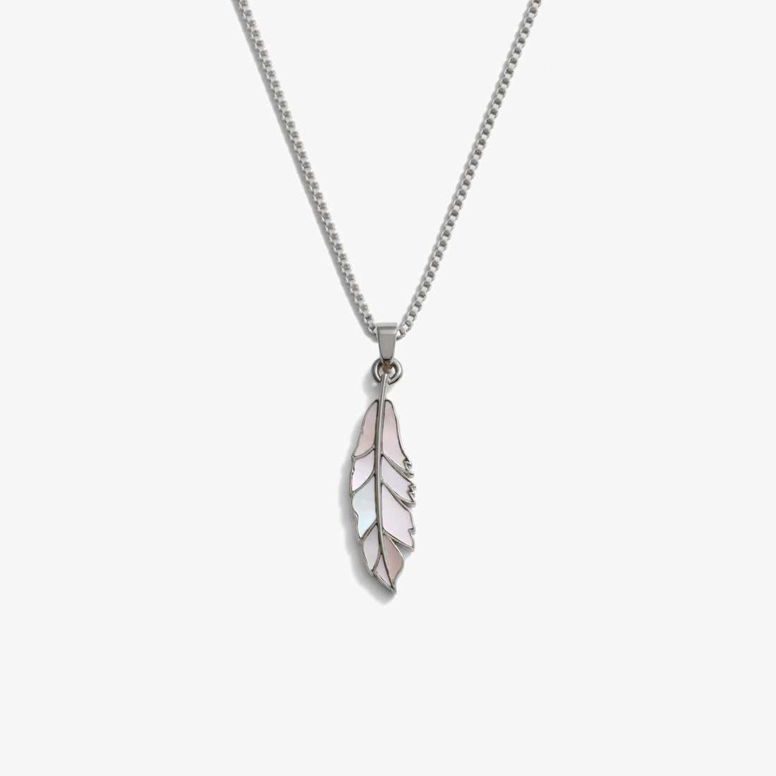 Awe Inspired Necklaces 925 Sterling Silver / 16"-18" Mother of Pearl Feather Necklace