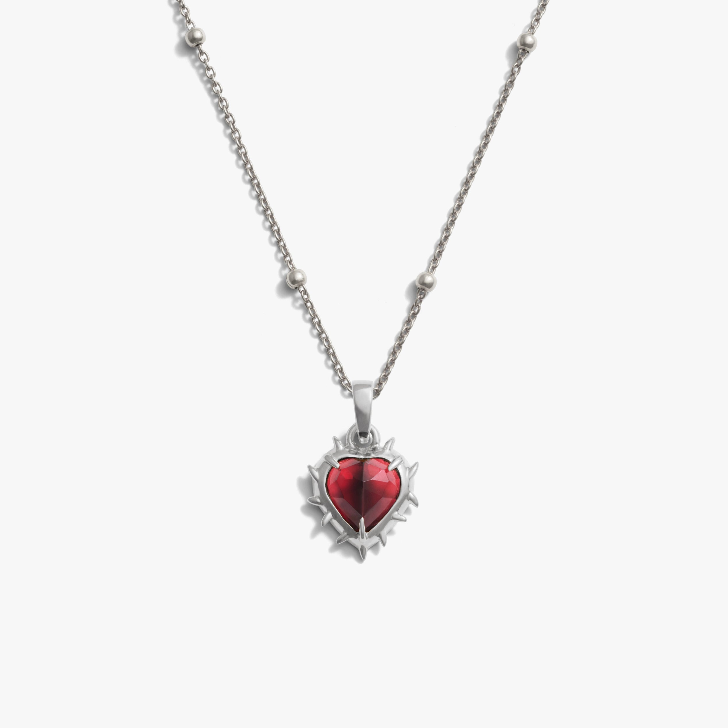 Awe Inspired Necklaces 925 Sterling Silver / 16-18'' / Red Garnet Heart of Thorns Necklace