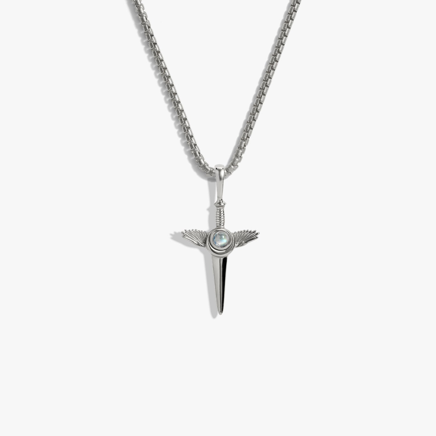 Awe Inspired Necklaces 925 Sterling Silver / 16"-18" Round Box Chain Men's Flying Dagger Necklace