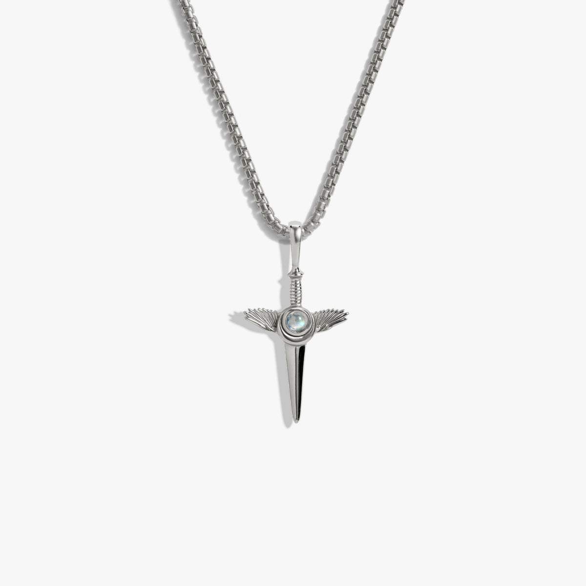 Awe Inspired Necklaces 925 Sterling Silver / 16"-18" Round Box Chain Men's Flying Dagger Necklace