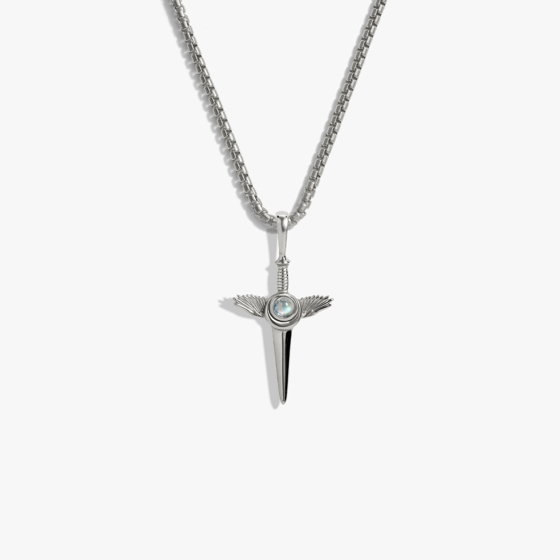 Awe Inspired Necklaces 925 Sterling Silver / 16"-18" Round Box Chain Men's Flying Dagger Necklace