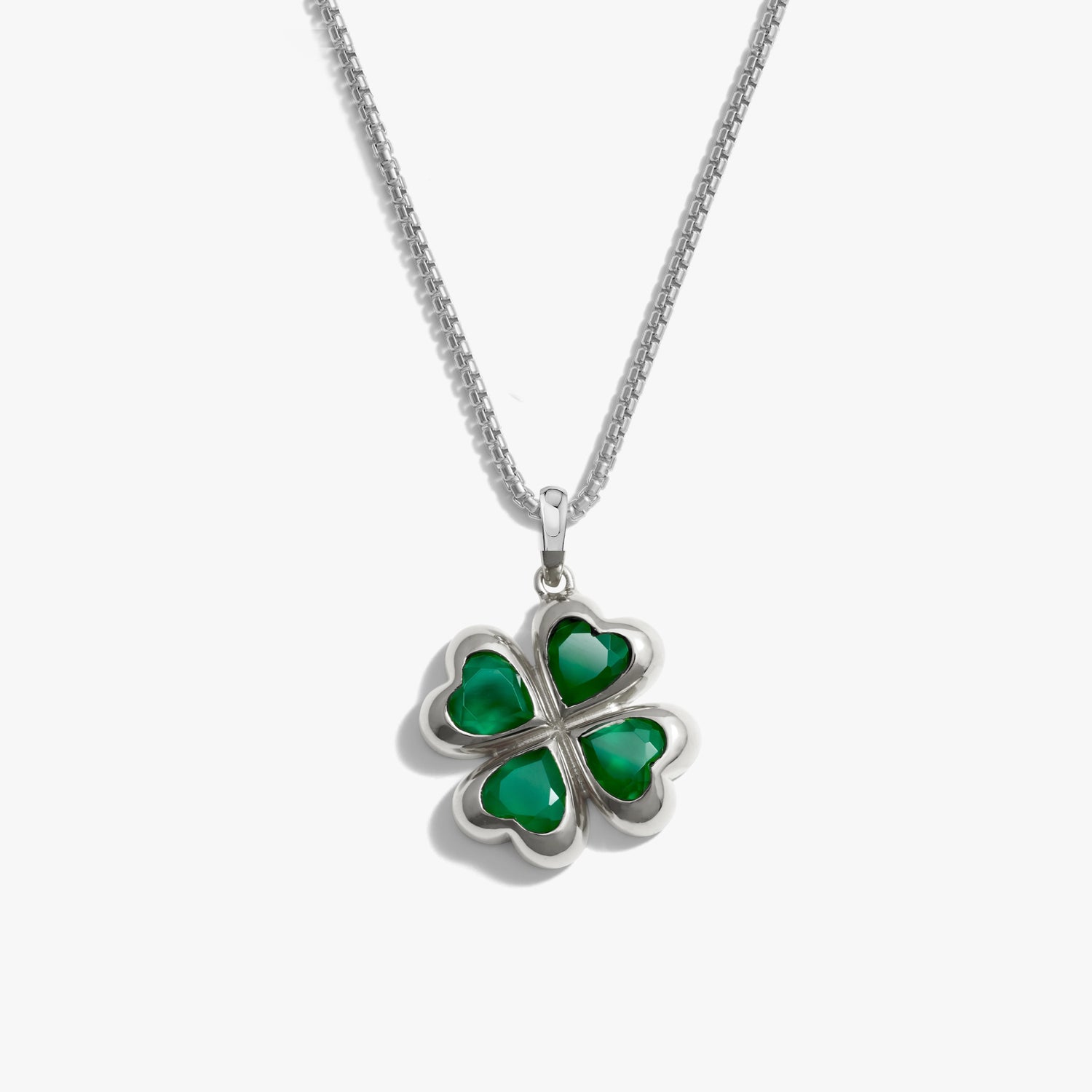 Awe Inspired Necklaces 925 Sterling Silver / 16-18" Rounded Box Men's Lucky Clover Necklace