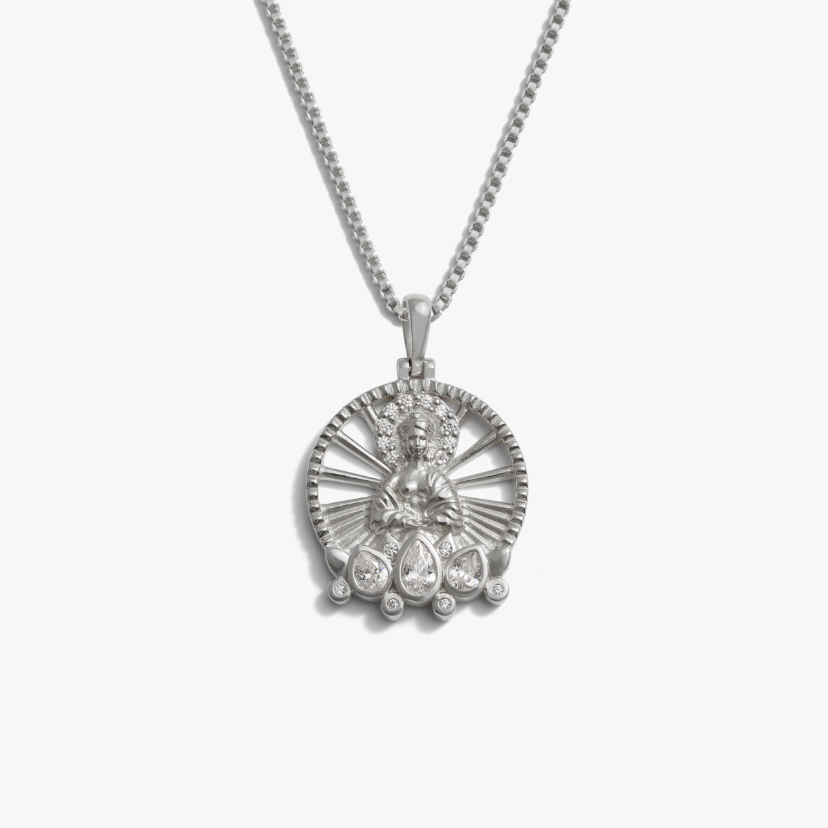 Awe Inspired Necklaces 925 Sterling Silver / 16"-18" / Standard Lady Buddha Necklace