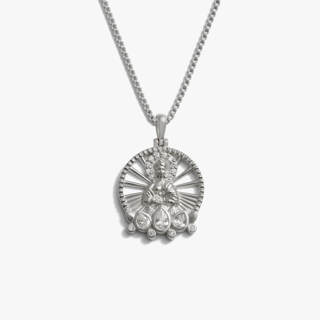 Awe Inspired Necklaces 925 Sterling Silver / 16"-18" / Standard Lady Buddha Necklace