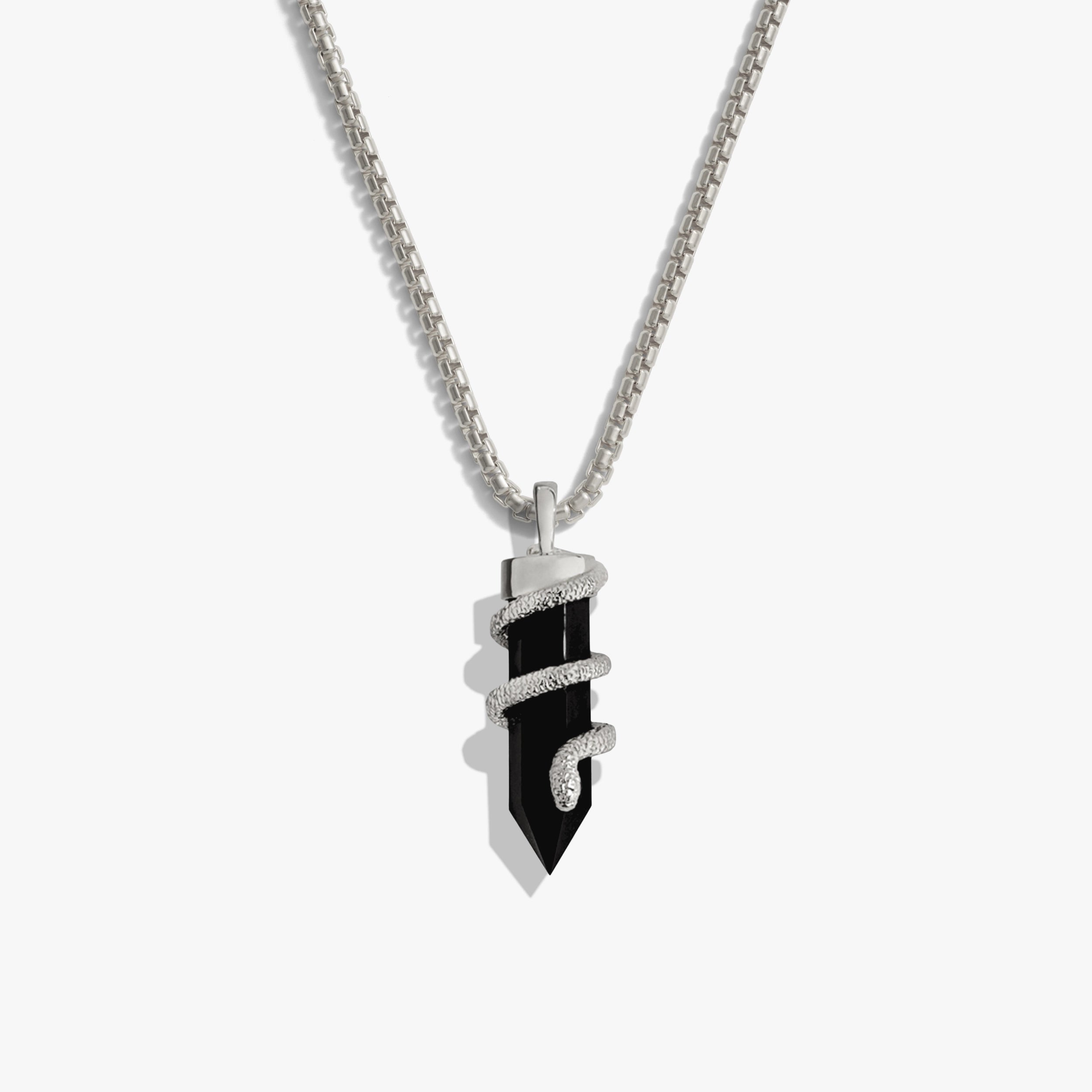 Awe Inspired  Necklaces Men's Black Onyx Crystal Snake Necklace