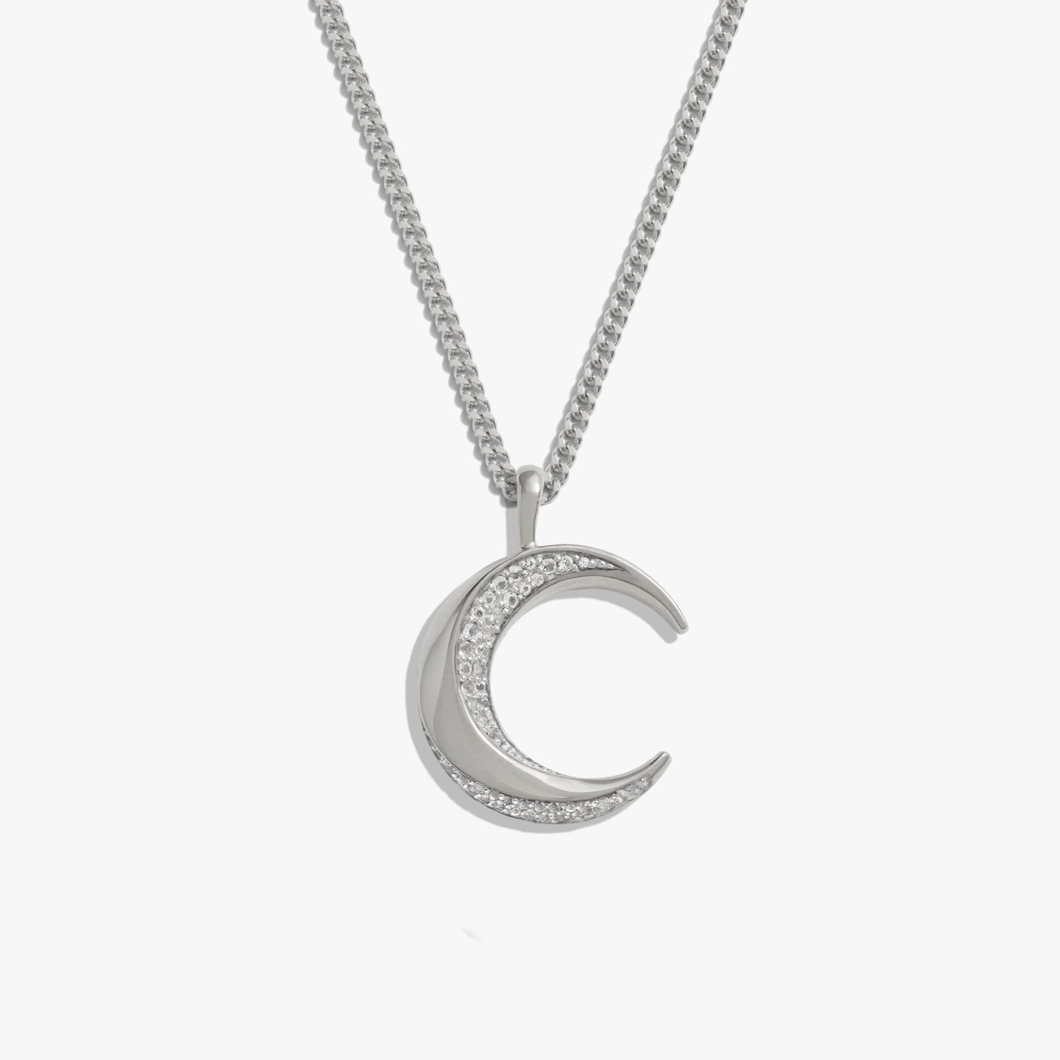 Awe Inspired Necklaces 925 Sterling Silver / 20"-22" Cuban Chain Twisted Moon Necklace