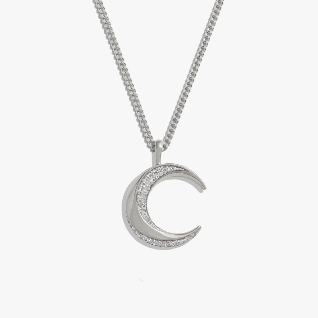 Awe Inspired Necklaces 925 Sterling Silver / 20"-22" Cuban Chain Twisted Moon Necklace