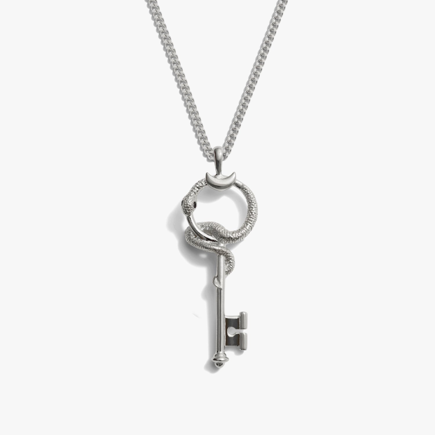 Awe Inspired Necklaces 925 Sterling Silver / 22" Cuban Chain Men's Gate of Hades Key Necklace
