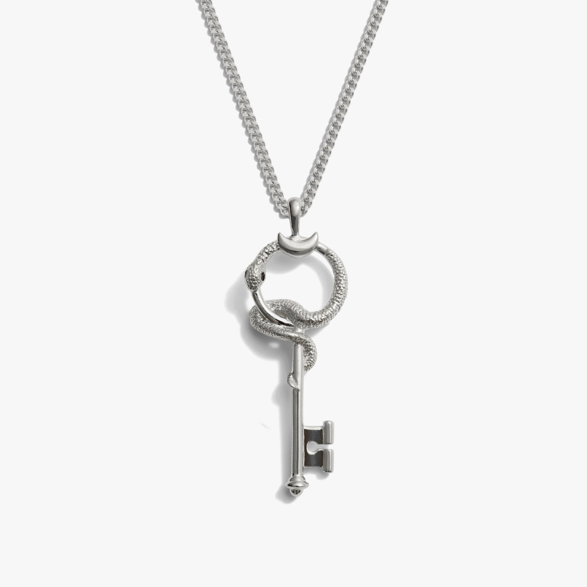Awe Inspired Necklaces 925 Sterling Silver / 22" Cuban Chain Men's Gate of Hades Key Necklace