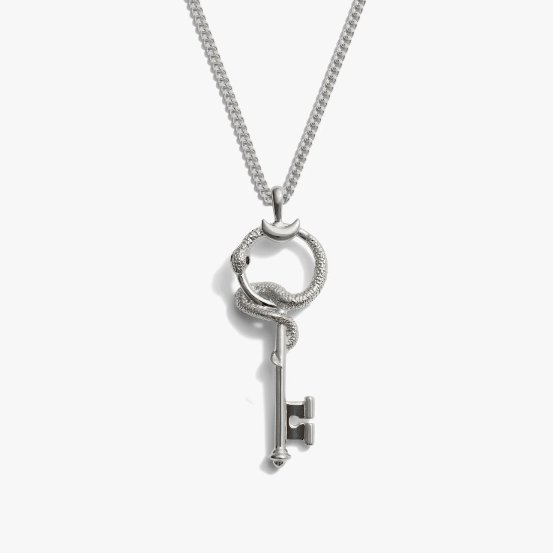 Awe Inspired Necklaces 925 Sterling Silver / 22" Cuban Chain Men's Gate of Hades Key Necklace