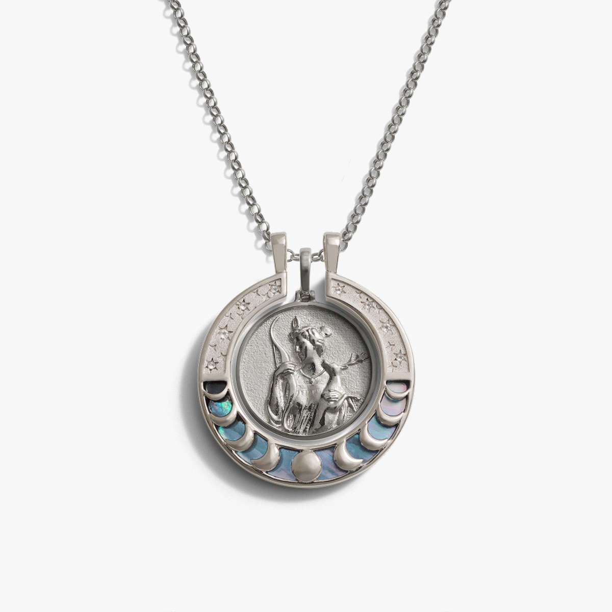 Awe Inspired Necklaces 925 Sterling Silver / Artemis Goddess Moon Halo