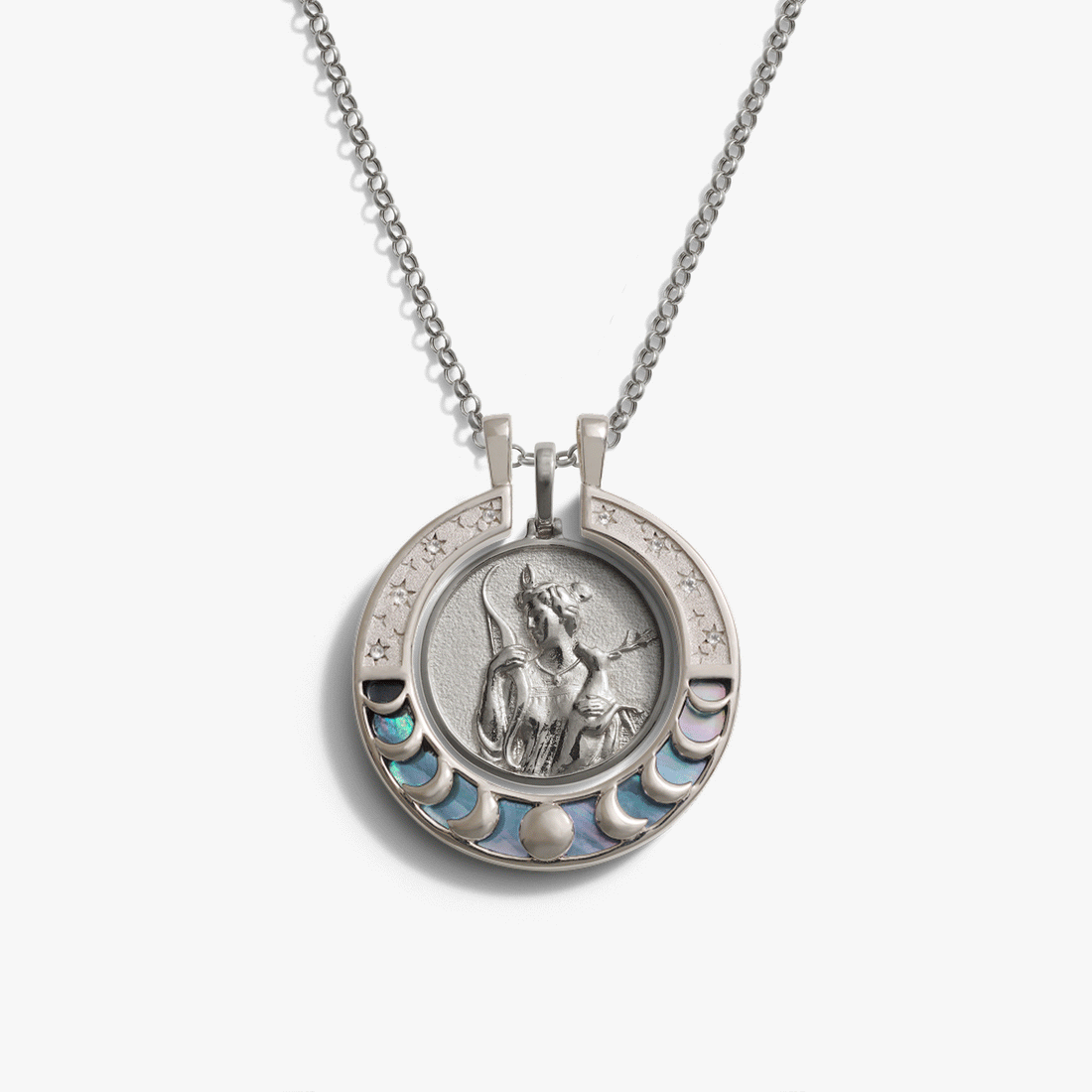 Awe Inspired Necklaces 925 Sterling Silver / Artemis Goddess Moon Halo
