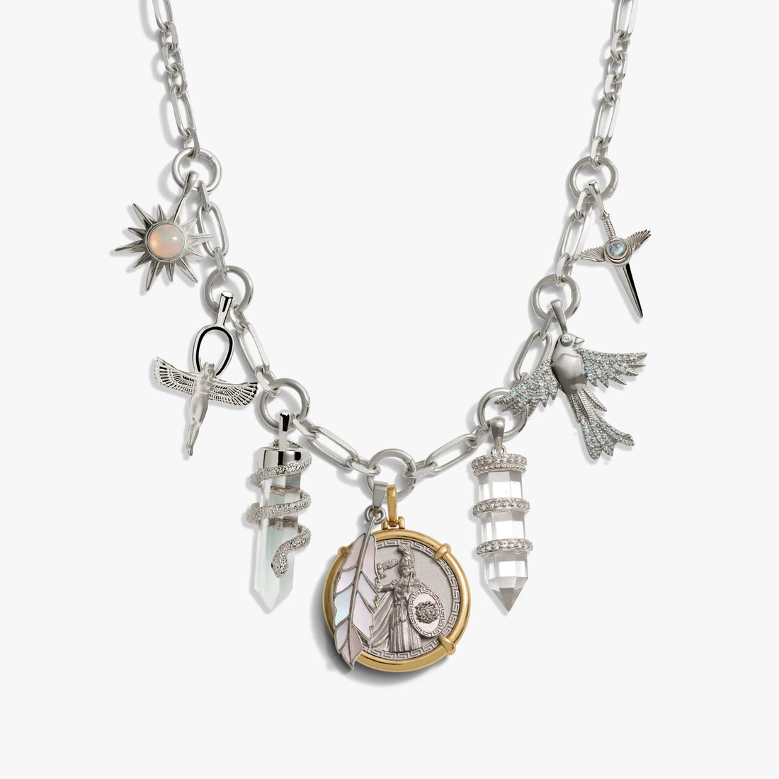 Awe Inspired Necklaces 925 Sterling Silver Athena Statement Charm Necklace