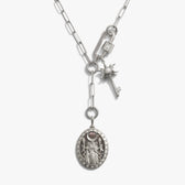 Awe Inspired Necklaces 925 Sterling Silver / Black Mother of Pearl Hecate's Key Charm Lariat