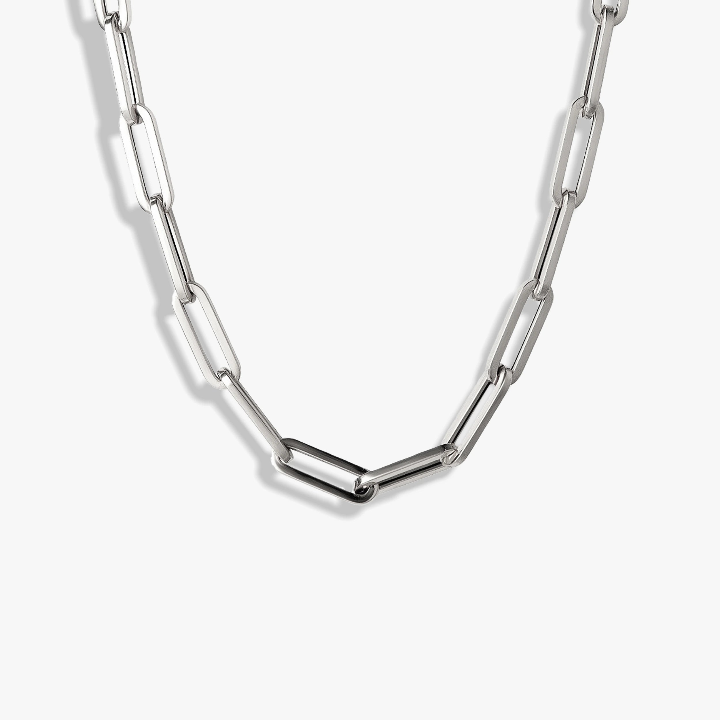 Awe Inspired Necklaces 925 Sterling Silver Chunky Paperclip Necklace