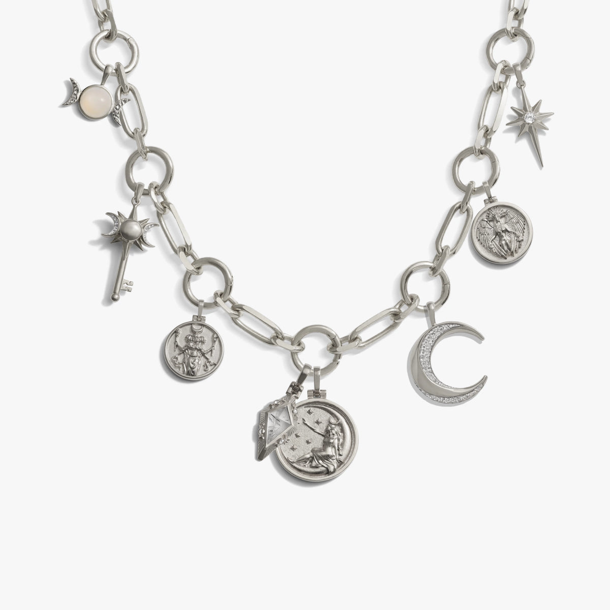 Awe Inspired Necklaces 925 Sterling Silver Cosmic Statement Charm Necklace