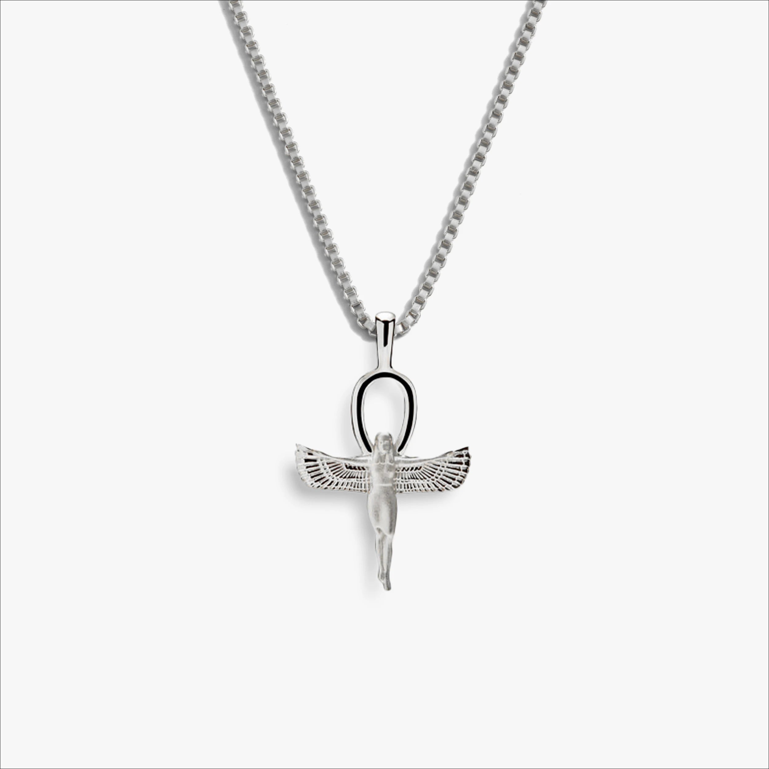 Awe Inspired Necklaces 925 Sterling Silver / Cuban Chain Men's Ankh of Isis Necklace