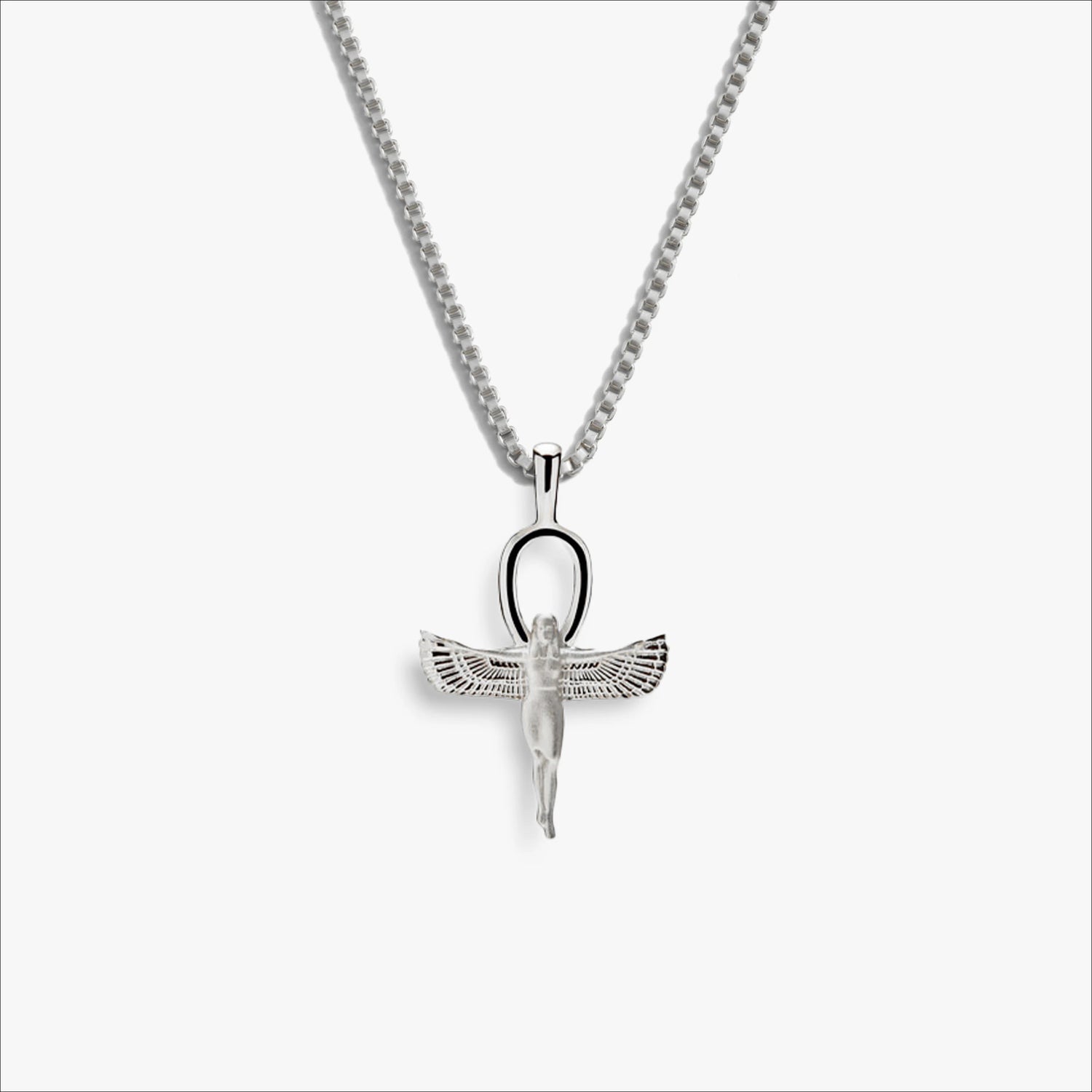 Awe Inspired Necklaces 925 Sterling Silver / Cuban Chain Men's Ankh of Isis Necklace