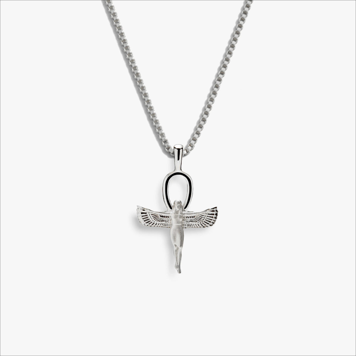 Awe Inspired Necklaces 925 Sterling Silver / Cuban Chain Men's Ankh of Isis Necklace