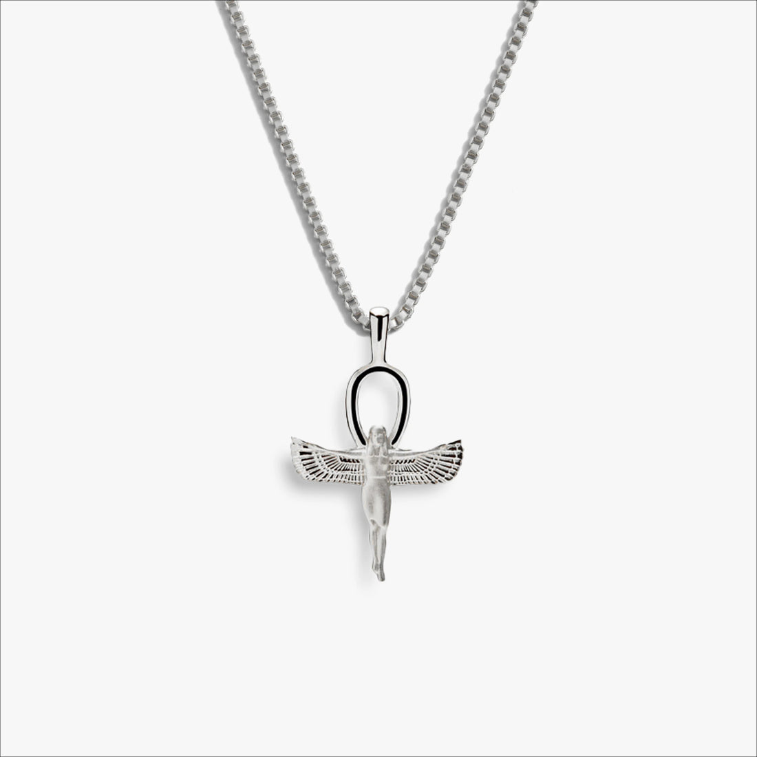 Awe Inspired Necklaces 925 Sterling Silver / Cuban Chain Men's Ankh of Isis Necklace
