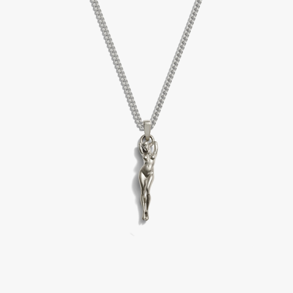 Awe Inspired Necklaces 925 Sterling Silver / Cuban Chain Men's Divine Feminine Amulet Necklace