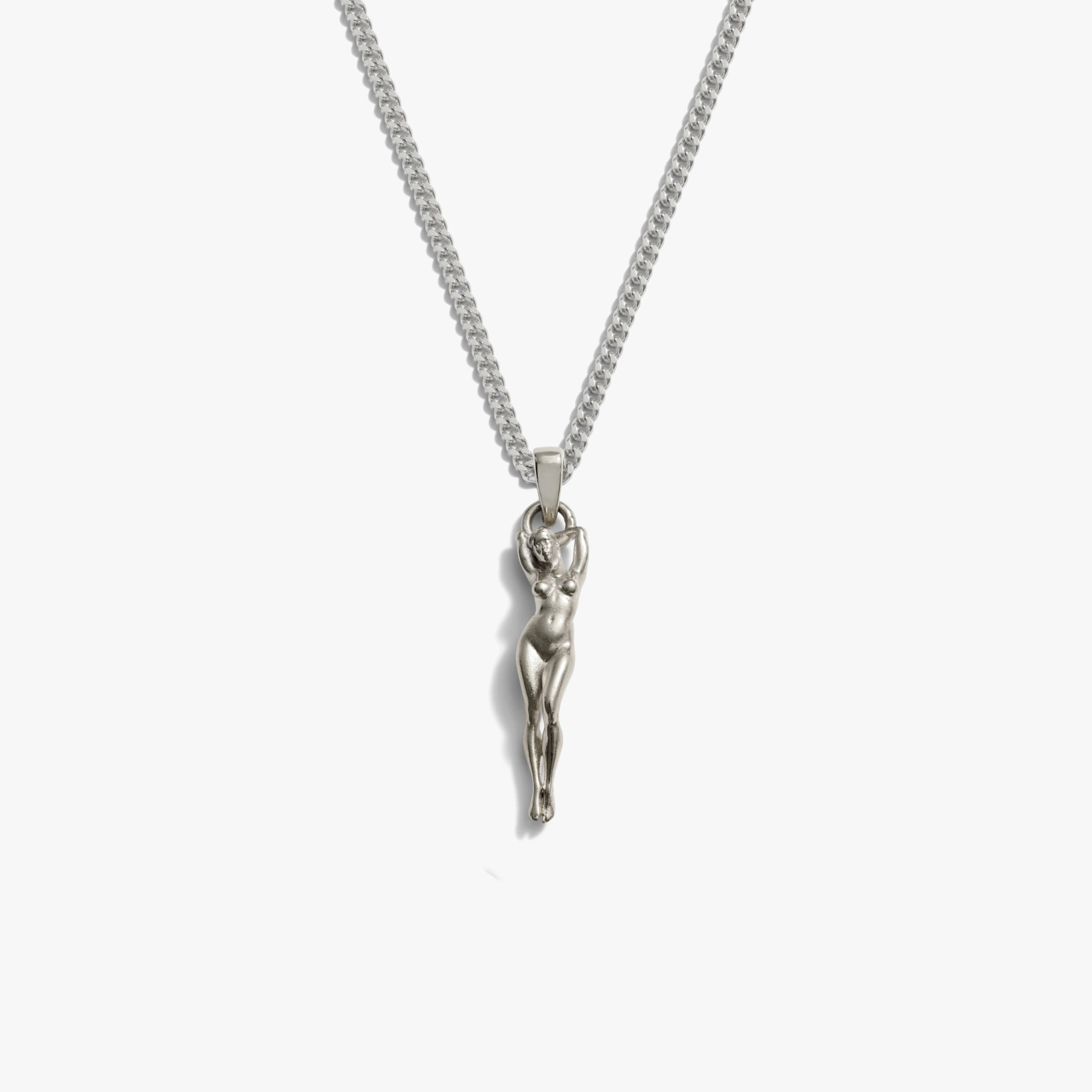Awe Inspired Necklaces 925 Sterling Silver / Cuban Chain Men's Divine Feminine Amulet Necklace