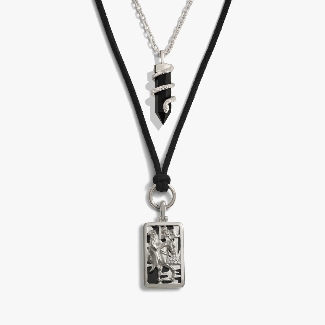 Awe Inspired Necklaces 925 Sterling Silver Death Crystal Cord Charm Necklace