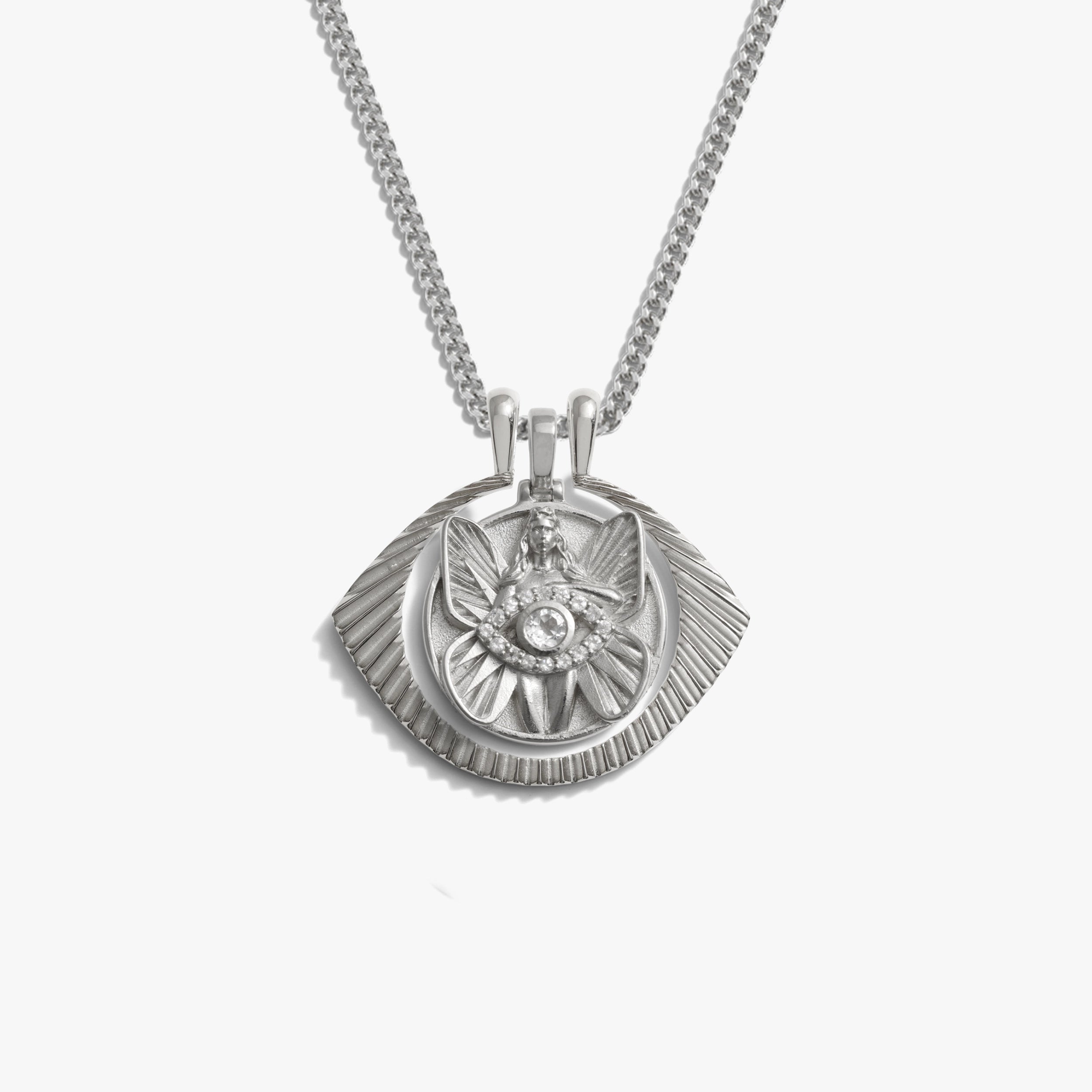 Awe Inspired Necklaces 925 Sterling Silver Eye of Psyche Halo Necklace Set