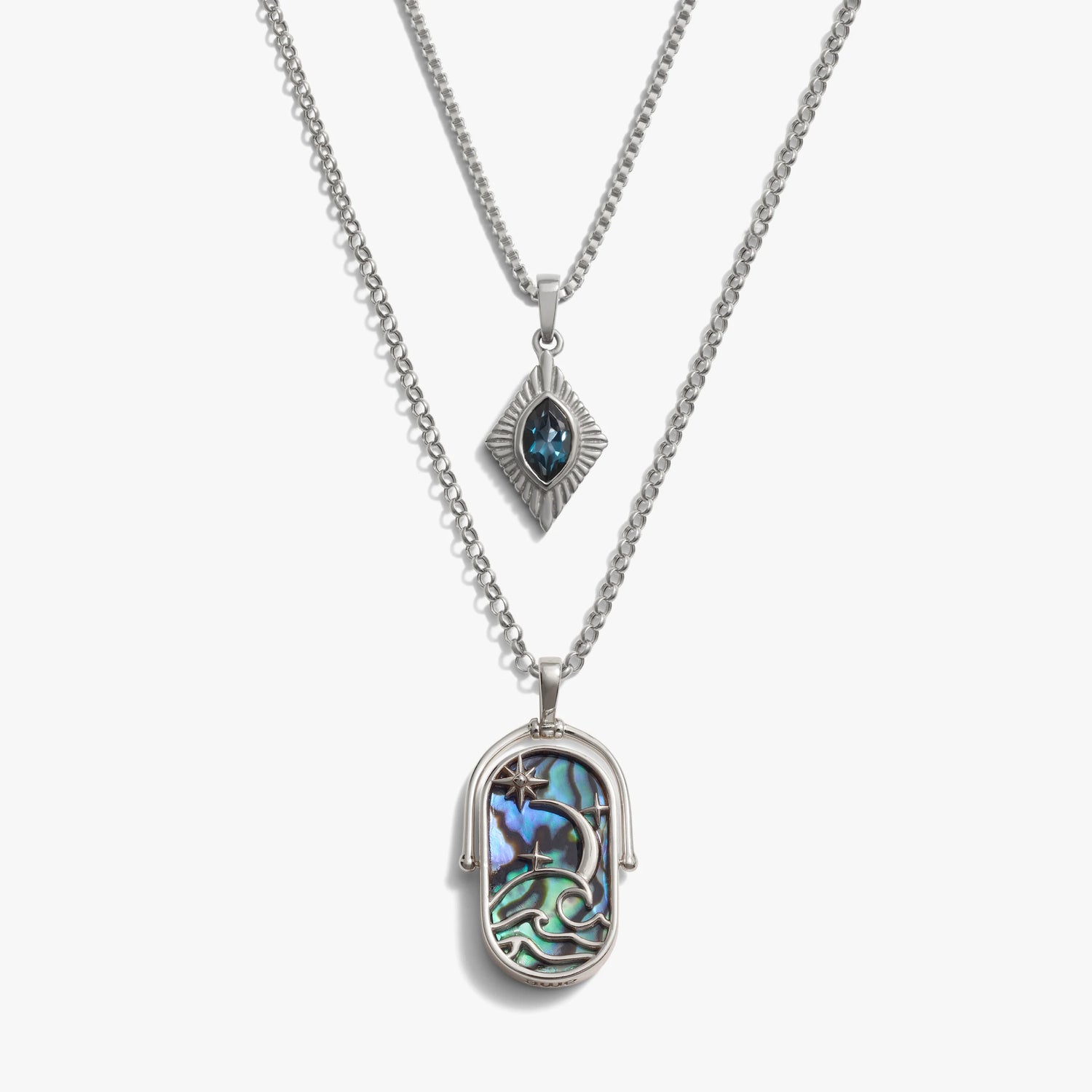 Product image of Awe Inspired Necklaces 925 Sterling Silver / Indigo London Topaz / Water Elemental Aura Necklace Set