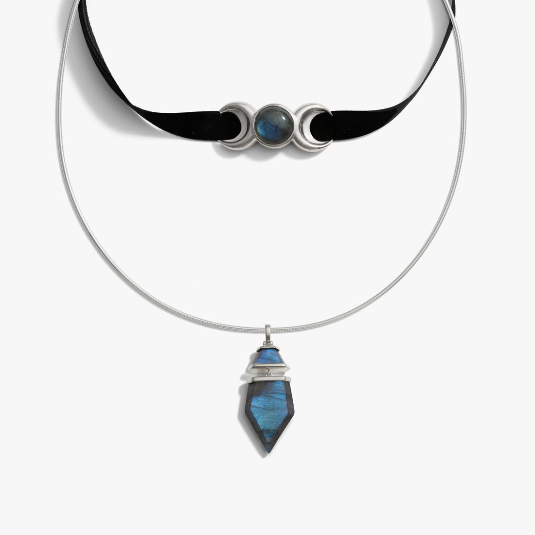 Awe Inspired Necklaces 925 Sterling Silver / Labradorite Dark Femme Necklace Set