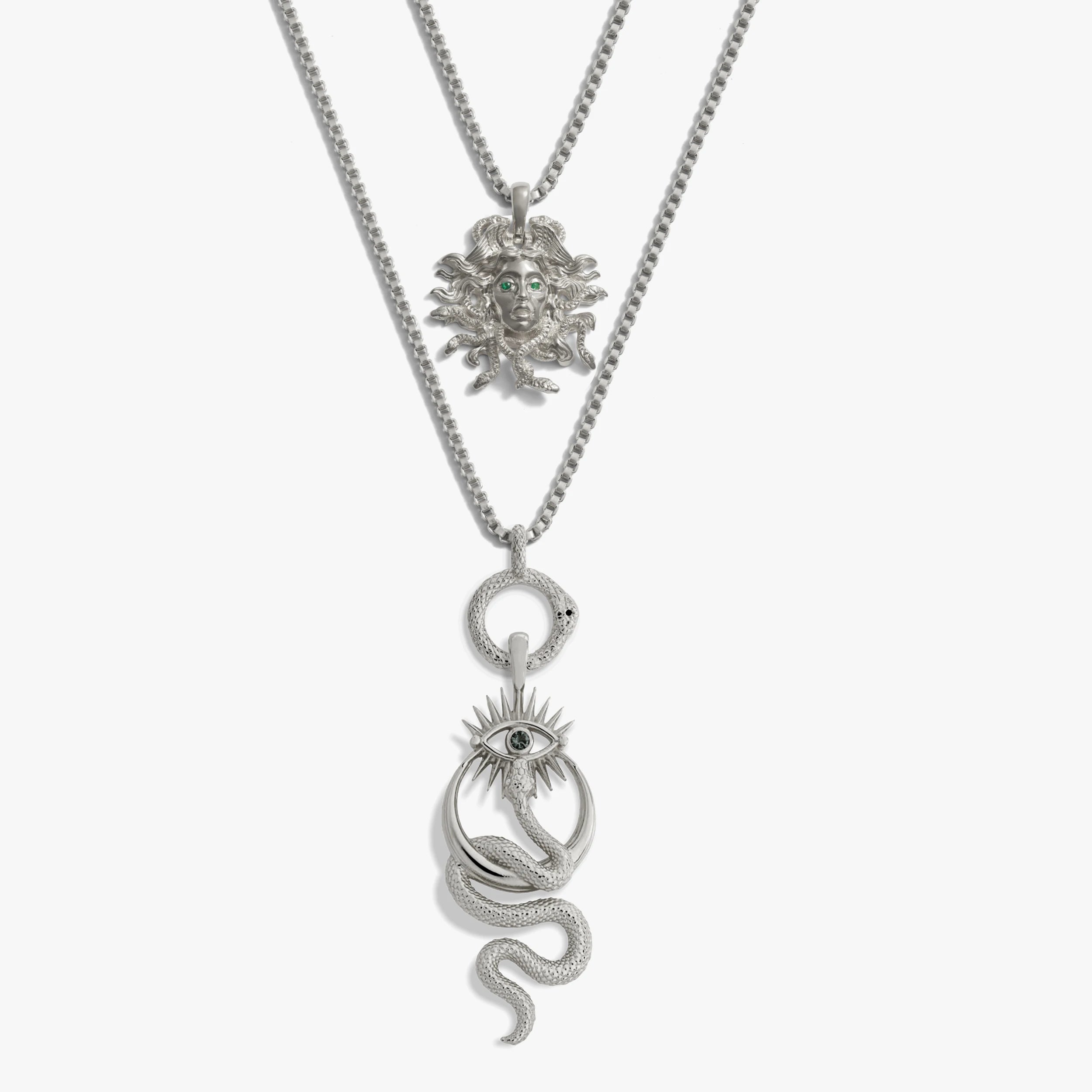 Awe Inspired Necklaces 925 Sterling Silver Medusa’s Gaze Necklace Set