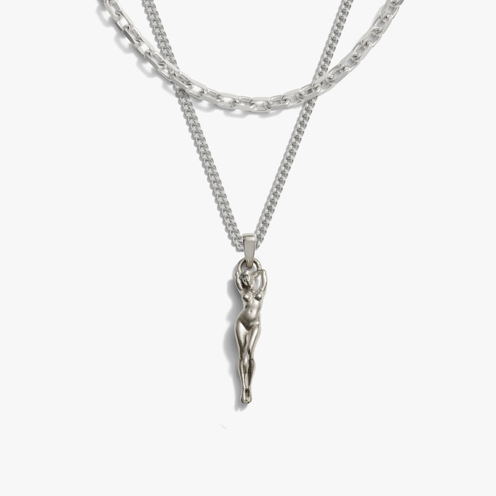 Awe Inspired Necklaces 925 Sterling Silver Men's Divine Feminine Necklace Set