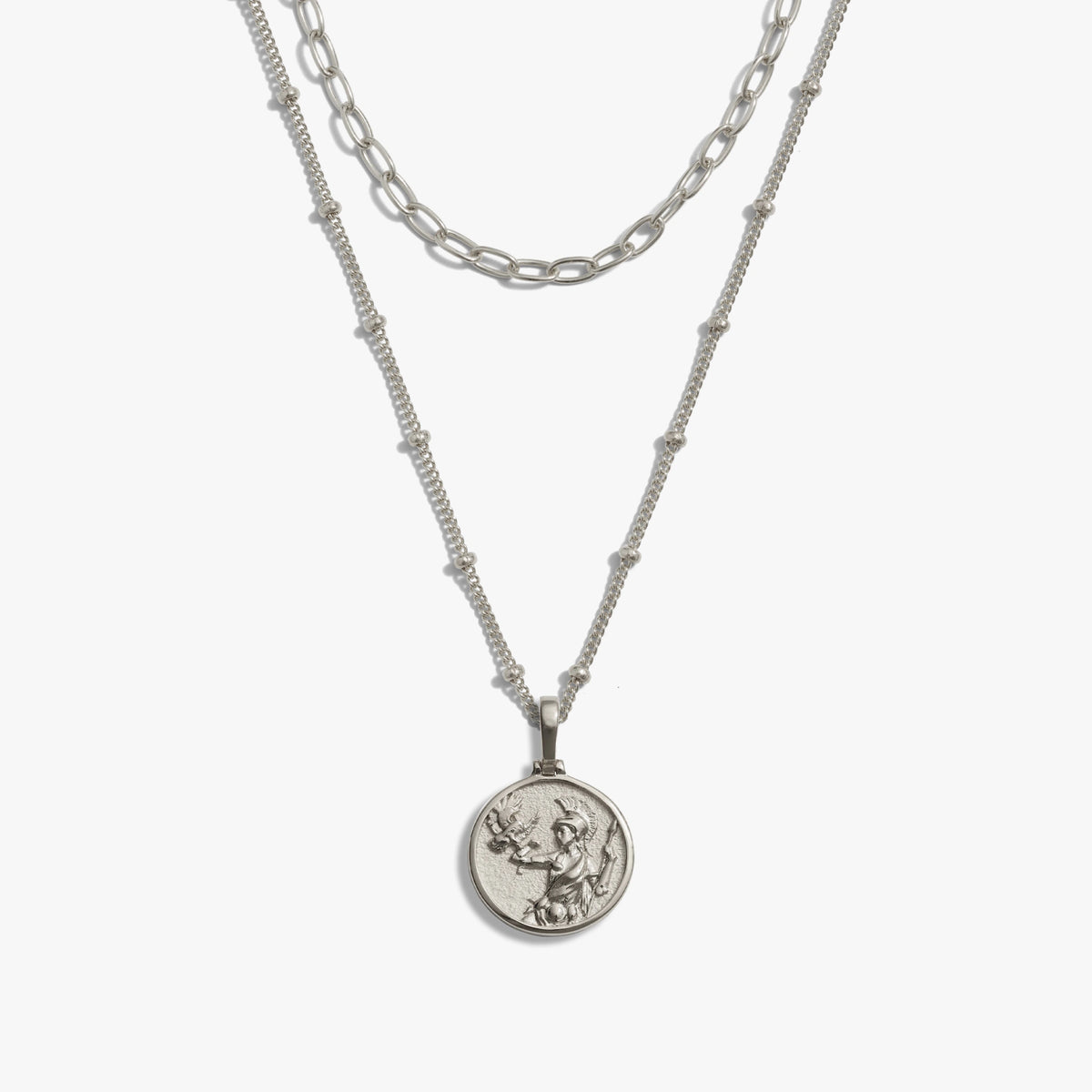 Awe Inspired Necklaces 925 Sterling Silver / Mini Mini Athena + Delicate Paperclip Necklace Set