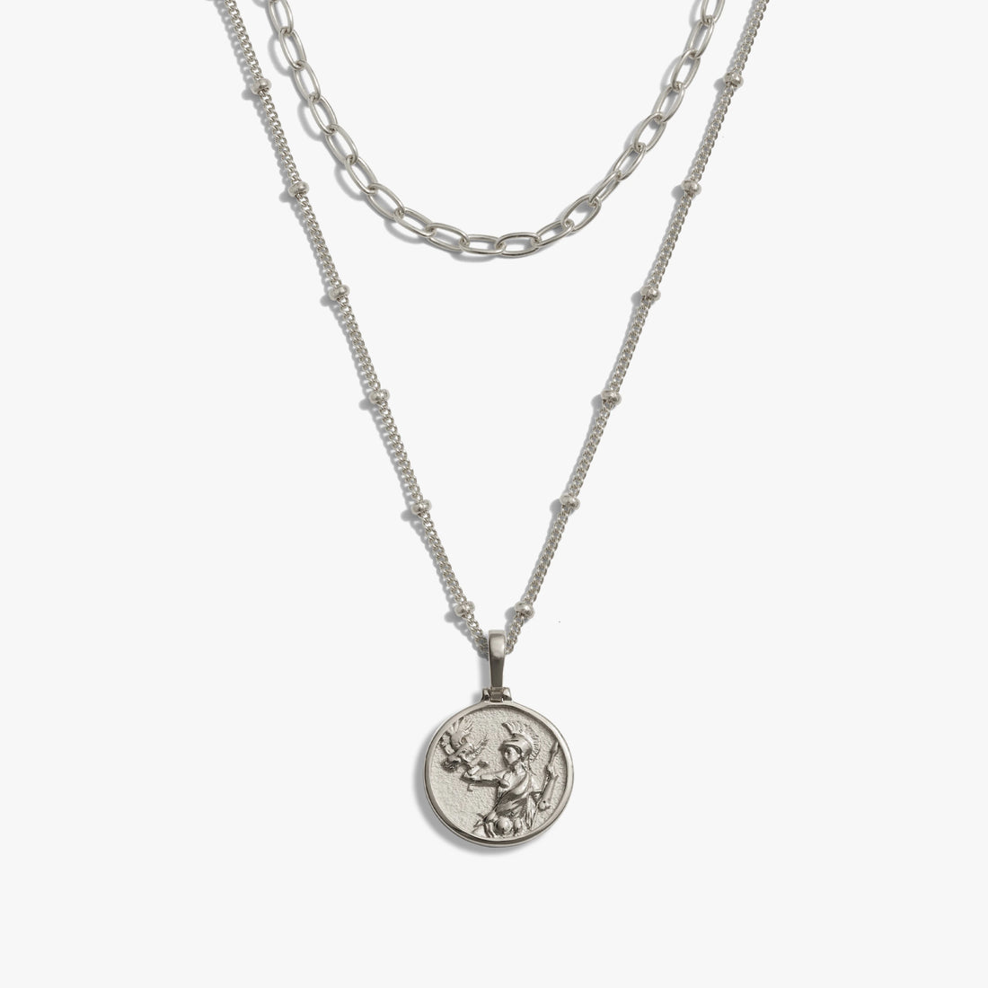 Awe Inspired Necklaces 925 Sterling Silver / Mini Mini Athena + Delicate Paperclip Necklace Set