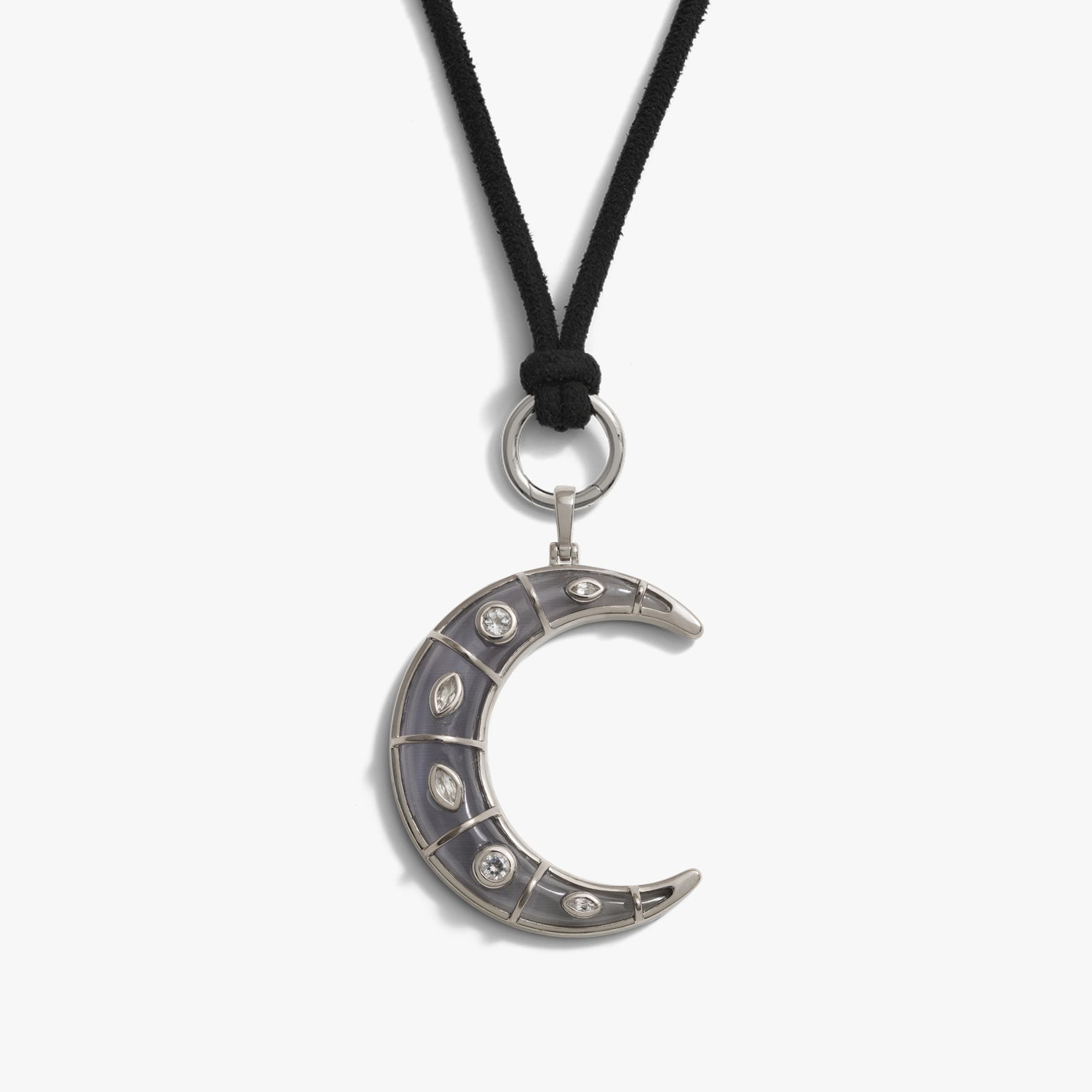 Awe Inspired Necklaces 925 Sterling Silver Mystic Moon Cord Charm Necklace