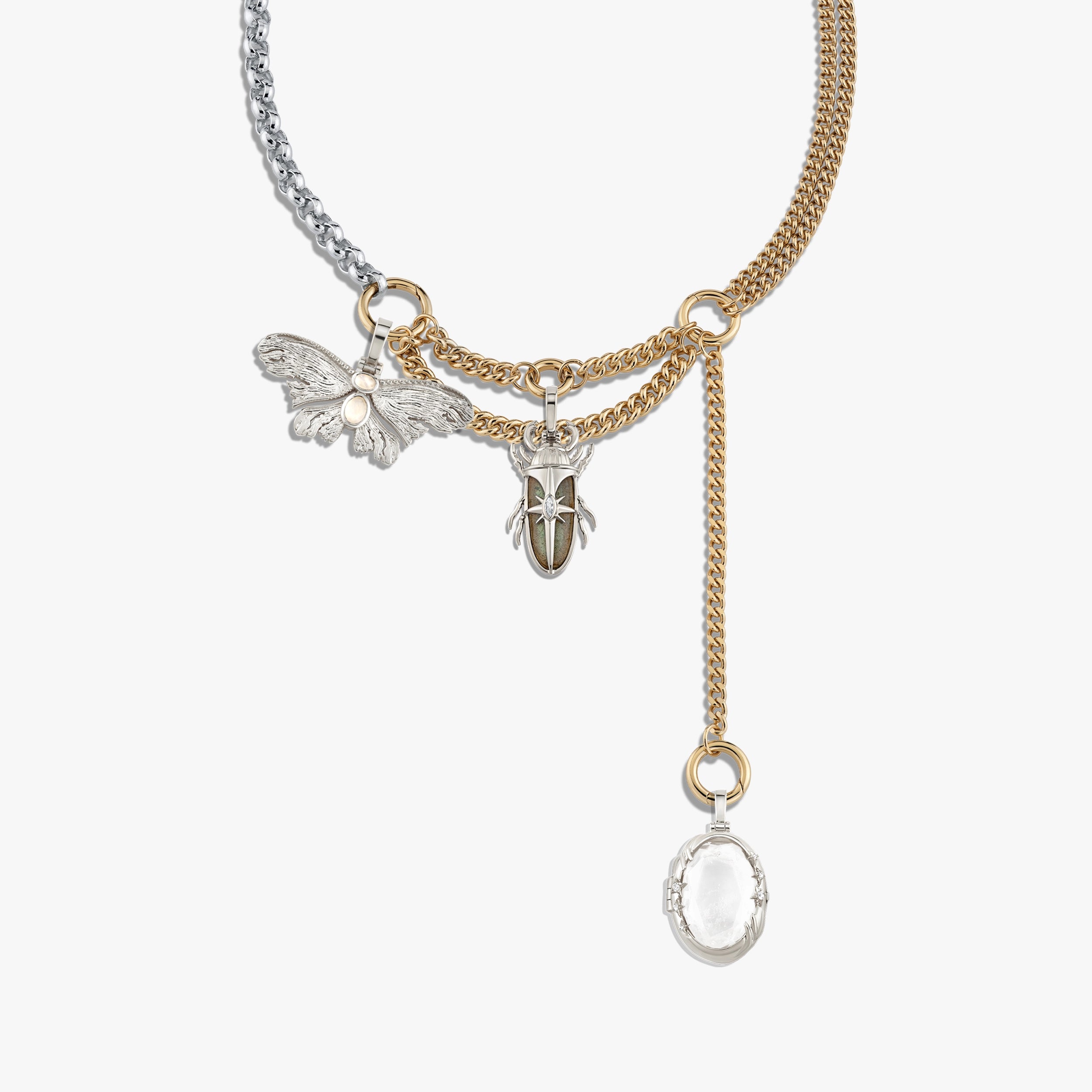 Awe Inspired Necklaces 925 Sterling Silver Secret Forest Asymmetrical Charm Necklace