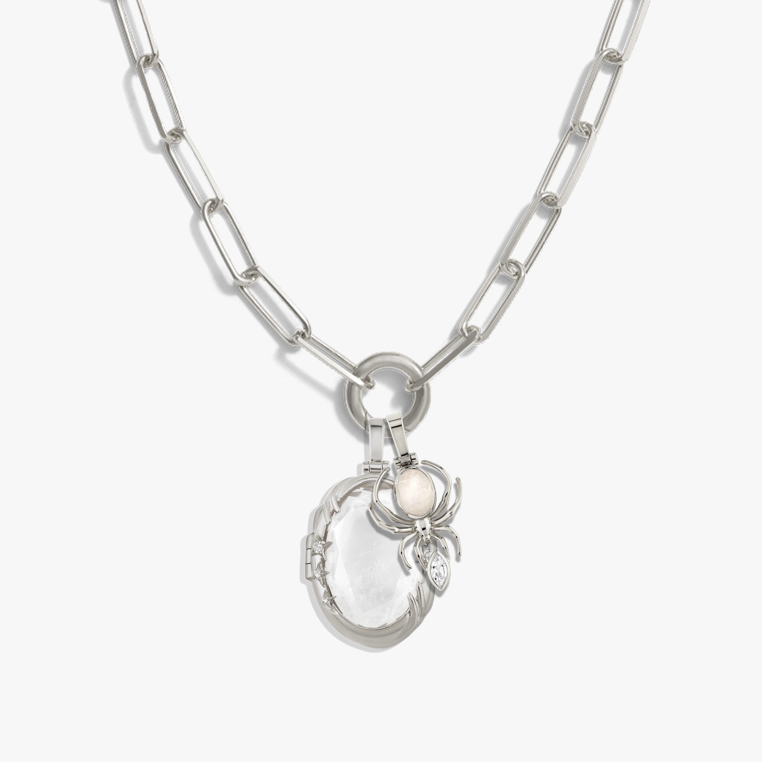 Awe Inspired Necklaces 925 Sterling Silver Spider Locket Charm Necklace