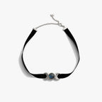 Awe Inspired Necklaces 925 Sterling Silver Triple Moon Velvet Choker