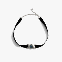 Awe Inspired  Necklaces Triple Moon Velvet Choker