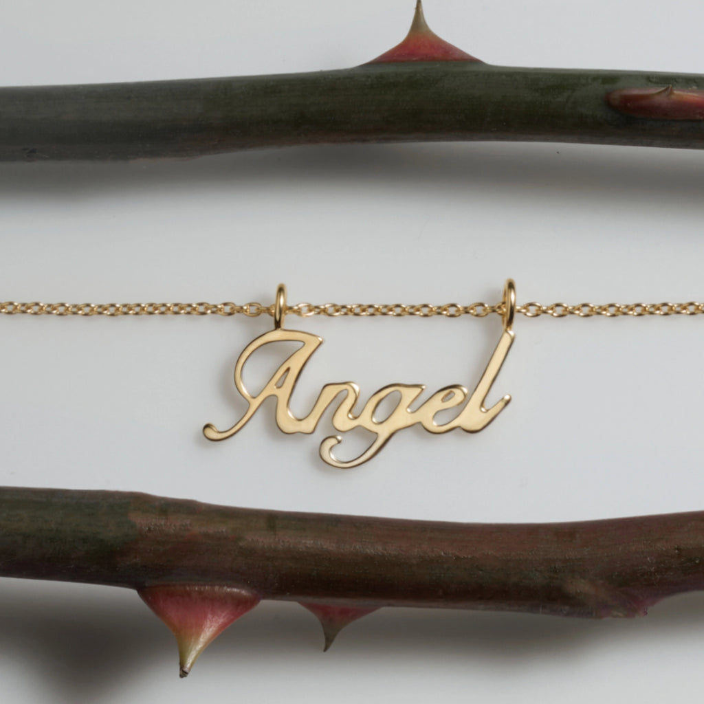 Awe Inspired Necklaces Angel Nameplate Necklace