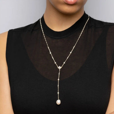 Awe Inspired Necklaces Baroque Pearl Lariat Necklace