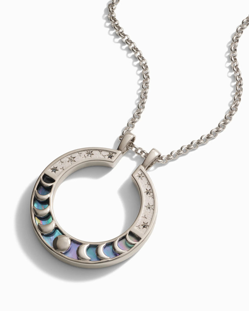 Awe Inspired Necklaces Black Mother of Pearl Moon Phase Halo Necklace